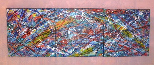 Tableau triptyque acrylique - triptyque,