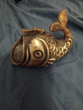Walter Bosse? Bronze Fish Ashtray Sculpture Mid Century Gold 1960s Retro