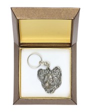 Papillon, Épagneul nain continental papillon - Pendentif argenté avec un chien d