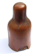 Étui ancien cuir flacon miniature mignonnette cognac pharmacie bottle case box