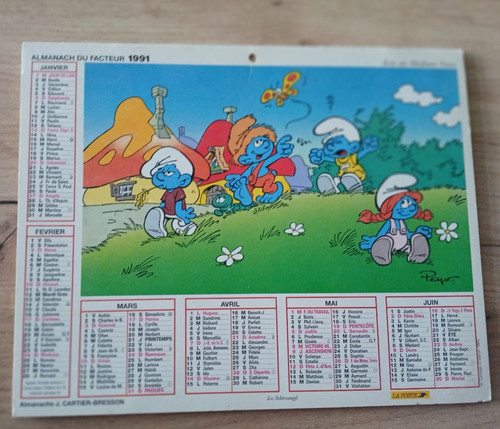 Calendrier grand schtroumpf - calendrier,