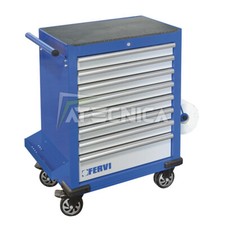Servante d'atelier à outils Fervi C960/F8 avec 8 tiroirs, porte papier et flaco