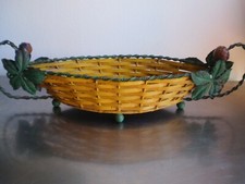 COUPE A FRUIT CORBEILLE DE TABLE ART DECO FER FORGE DECOR MARRONIER ANCIEN 1930