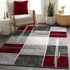 Tapis Abordable Carreau Design Moderne Tapis Pour Salon Gris Rouge