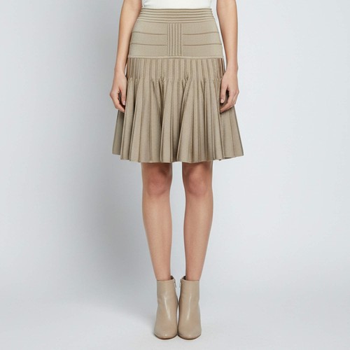 Mini jupe plissée beige - , à
