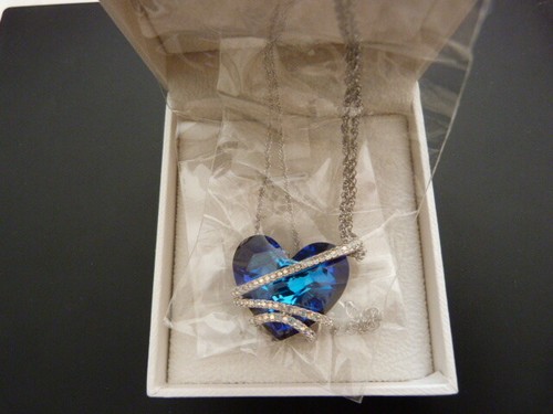 Pendentif coeur cristal bleu - pendentif,