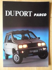 DUPORT PARCO orig 1987 French Microcar Sales Brochure - Sans Permis Diesel