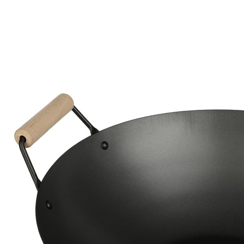 Wok acier manche en bois - &,