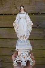 Antique vieux brussels porcelain madonna statue figurine 31 cm height