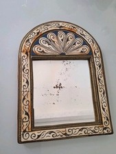 Antique Moroccan mirror, decorative carved wall mirror