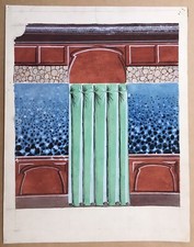 Aquarelle Originale Art Déco Guillemot Architecture Décoration Intérieur Mur