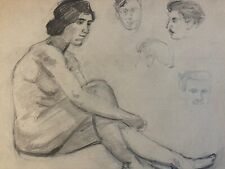 Ancien Beau Dessin Nu 1910