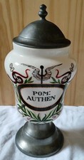 Ancien Pot à Pharmacie Apothicaire Porcelaine Et Étain