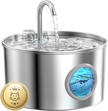 Fontaine à eau inox 2,2L pour chat et chien  Distributeur silencieux avec filtre