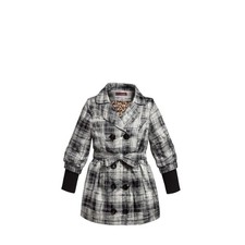 NEUF Manteau FILLE gris à carreaux – Taille 4 à 12 ans