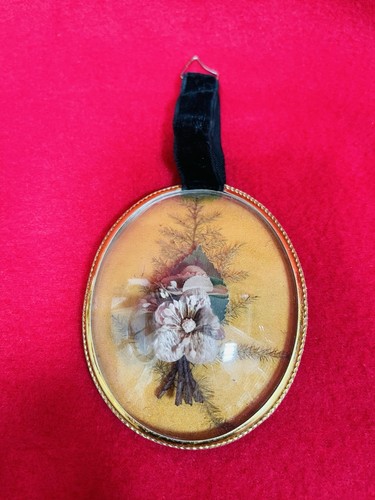 Médaillon ancien ovale fleurs - ancien,