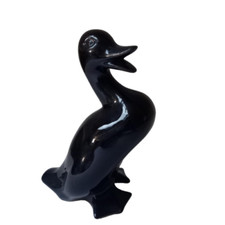 Black Ceramic Duck.  Bird Statuette Art Decor