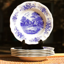 Ensemble de 6 assiettes creuses 22.5 cm faïence de Sarreguemines modèle Romantic