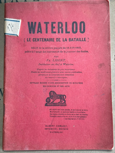 Waterloo centenaire de la - centenaire,