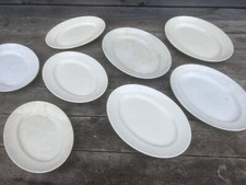 Lot of 8 Flat Sarreguemines Earth of Iron Dishware Antique White Creil