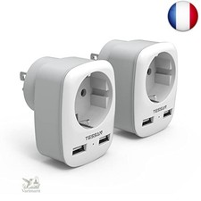 TESSAN 2 Pack Adaptateur Prise USA, Adaptateur Prise Canada avec 2 USB,