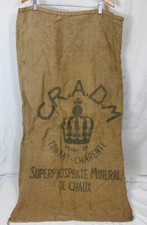 Antique CRADM TONNAY CHARENTE Lime Superphosphate Jute Canvas Bag
