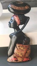 Décoration Murale Femme Africaine& Enfant Porteuse Eau. En Bois. Dim 35 x 14 cm
