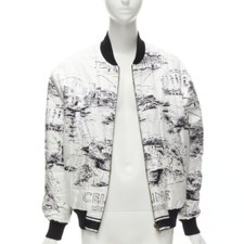CELINE Hedi Slimane Runway Casaque white silk foulard reversible bomber FR34