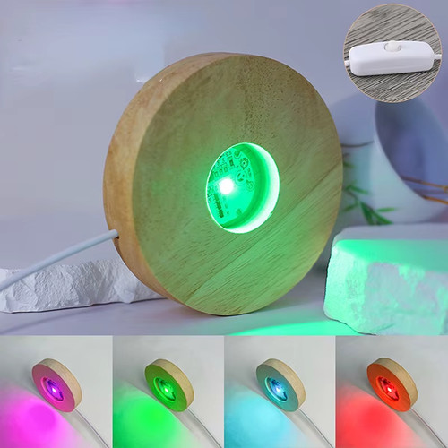 Socle lumineux bois rond - bois, 10cm