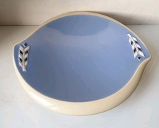 plat gateau coupe à fruits faience verceram bleu violet ceramique vintage