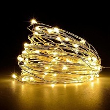 Lot 4 Guirlandes LED 100 Lumières Fil Cuivre à Piles Noël Fête Mariage