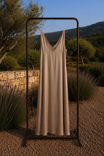 Robe longue silky champagne - longue,