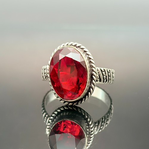 Bague grenat rouge naturel - , en