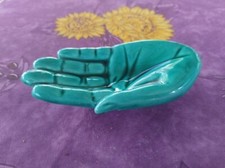 Porte Bijoux Vide Poche Petite Main Verte Porcelaine Marjac Bauzil France