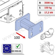 Plaque de déport pour boule d’attelage - extension jusqu'à 100 mm