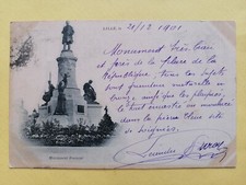 Old postcard LILLE Nord MONUMENT PASTEUR statues in BRONZE blue stone called De SOIGNIES