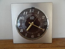 Pretty Vintage Design 1970 Carita Boutique Brown and Stainless Wall Pendulum Clock