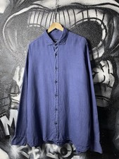 Z Zegna Blue Linen Button Up Shirt Men’s Size XXL