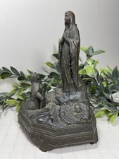 Antique Signed Religious Music Box - Notre Dame De Lourdes Holy Virgin