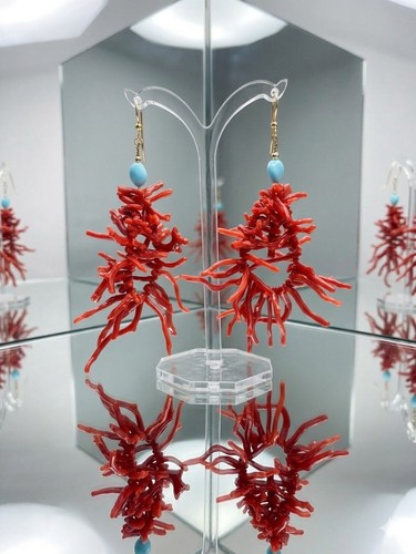 Boucles oreilles corail - boucles, d’oreilles