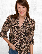 Ex WYSE Women’s Cotton 3/4 Sleeve Parker Blouse in Multi Leopard RRP £150 Defect