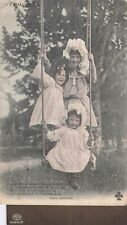 CP VERSE ARDOUIN - 3 ELEGANT LITTLE GIRLS SMILING ON SWING