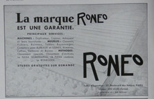 PRESS AD 1931 THE RONEO BRAND IS A MACHINE FURNITURE WARRANTY