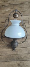 Antique Vintage Opaline Pewter Lamp Chandelier