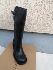 Bottes  Femme  style motard  cuir noir boucles métalliques 36/37/38/39/ et 40