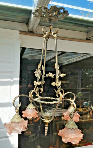 Ancien lustre quatre - ancien, tulipes