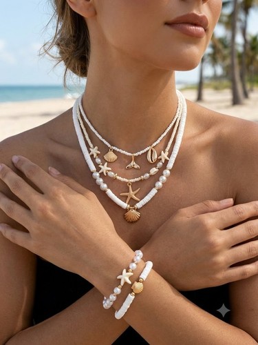 Ensemble bijoux été - bijoux, blanc