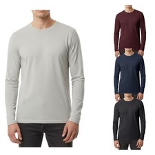 Hommes Manches Longues Gym Basique Long Uni Coupe Standard Stretch Coton