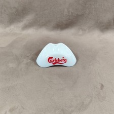 Vintage Carlsberg Triangular Advertising Ashtray White Glass Made in France