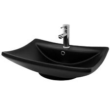 Lavabo noir mat céramique vasque à poser évier lave-mains 610 x 455 x 185 mm